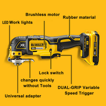 Dewalt DCS355B, χωρίς ψήκτρες, ασύρματο ταλαντευόμενο πολυεργαλείο 18V Max Πολυλειτουργικό Universal Treasure Cutting/Poshing, Bare Tool