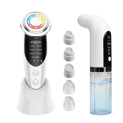 Dispozitive de ridicare a feței 7 în 1 RF EMS Masaj facial Terapie cu lumină LED Întinerirea pielii + Eliminator de puncte negre Aspirator de pori