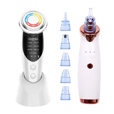 Dispozitive de ridicare a feței 7 în 1 RF EMS Masaj facial Terapie cu lumină LED Întinerirea pielii + Eliminator de puncte negre Aspirator de pori