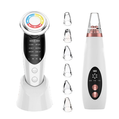 Dispozitive de ridicare a feței 7 în 1 RF EMS Masaj facial Terapie cu lumină LED Întinerirea pielii + Eliminator de puncte negre Aspirator de pori