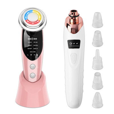Dispozitive de ridicare a feței 7 în 1 RF EMS Masaj facial Terapie cu lumină LED Întinerirea pielii + Eliminator de puncte negre Aspirator de pori