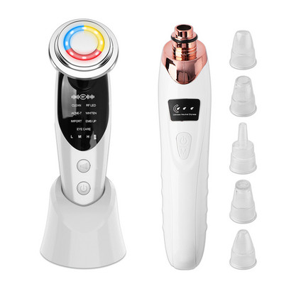 Dispozitive de ridicare a feței 7 în 1 RF EMS Masaj facial Terapie cu lumină LED Întinerirea pielii + Eliminator de puncte negre Aspirator de pori