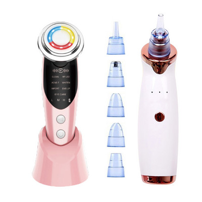 Dispozitive de ridicare a feței 7 în 1 RF EMS Masaj facial Terapie cu lumină LED Întinerirea pielii + Eliminator de puncte negre Aspirator de pori