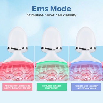 Електрически масажор за красота на шията EMS Цветно светло оборудване за красота на шията Масаж на лицето и шията Бръчки по шията USB зареждане