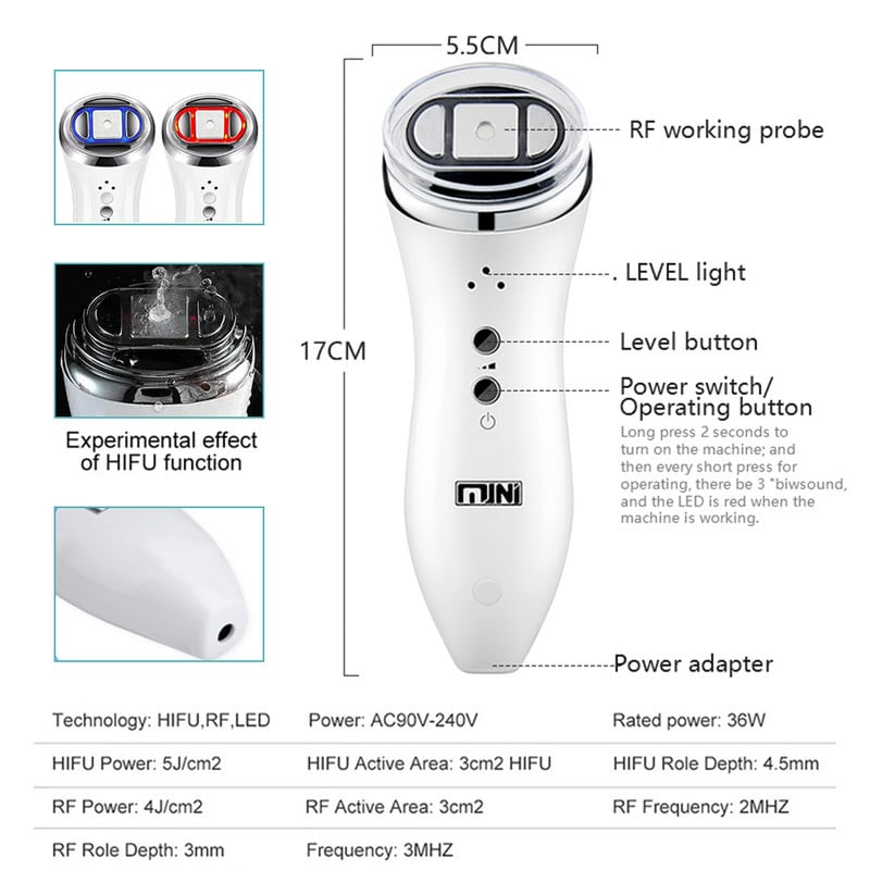 Ultrahangos Mini HiFu RF Facial Lifting Öregedésgátló Ránctalanító Bőrápoló SPA Beauty Device