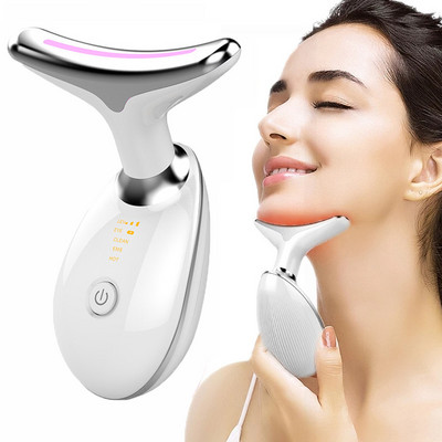 EMS Neck Face Massage Device LED Photon Therapy Skin Tighten Reduce Double Chin Anti Wrinkle Skin Care Neck Lift Beauty Massager