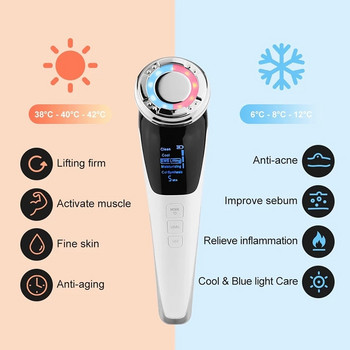 Μασάζ προσώπου LED Light Therapy EMS Hot Cool Sonic Vibration Αφαίρεση ρυτίδων Skin Tightening Face Lifting Care Συσκευή ομορφιάς