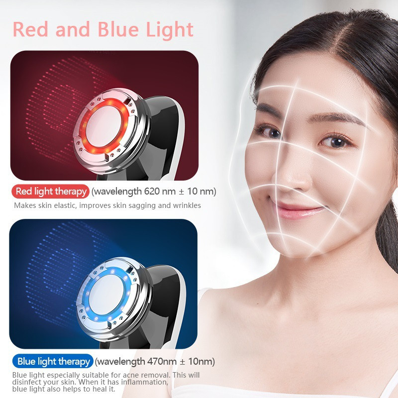 Arcmasszírozó LED fényterápia EMS Hot Cool Sonic vibrációs ránctalanítás bőrfeszesítő arc lifting ápoló szépségápoló készülék