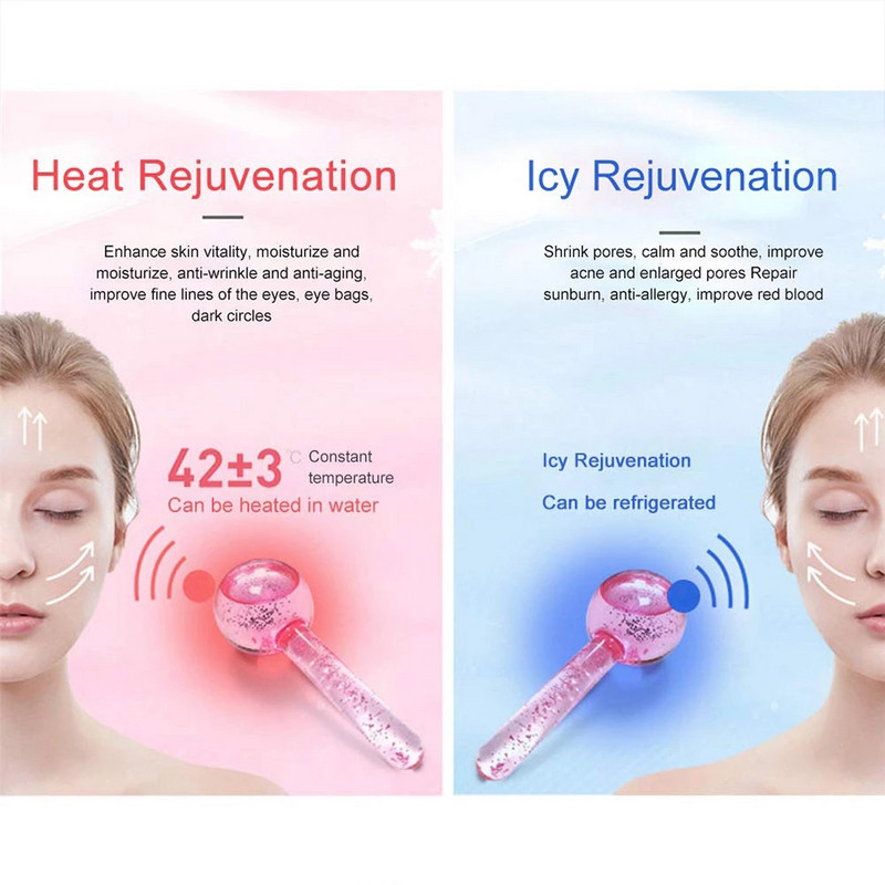 2db Beauty Crystal Ball Jégkorong Energy Arc Hűsítő Jéggömbök Vízhullámos Arc- és Szemmasszázs Bőrápoló Beauty Roller
