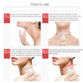LED Photon Therapy Face Massager Skin Tighten Reduce Double Chin Αντιρυτιδικό μασάζ για το λαιμό και το πρόσωπο ανύψωσης κραδασμών