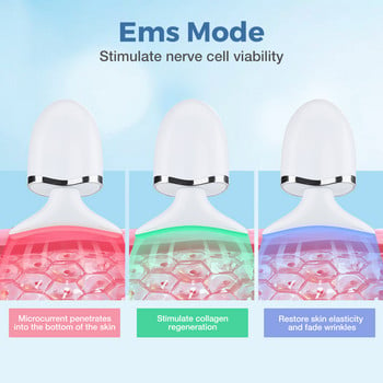 Електрическо устройство за красота на лицето с врат и лице 3 цвята LED Photon Therapy Skin Tighten Reduce Double Chin Anti Wrinkle Remove Skin Care Tools