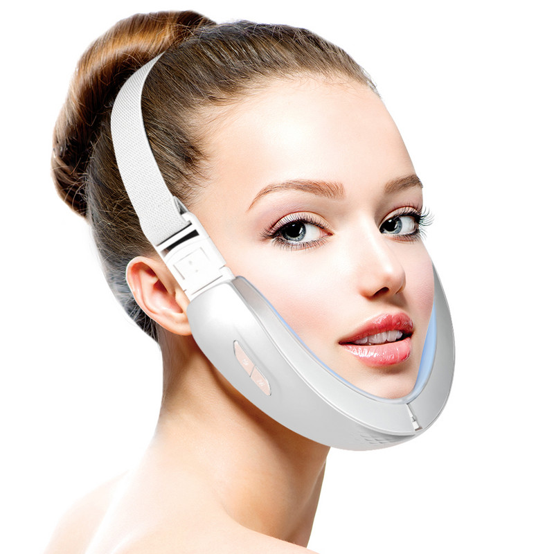 Facial Lifting V-Line Up Belt Professzionális LED fotonterápiás arc vékony vibrációs masszírozó készülék dupla állát csökkentő ajándékdoboz