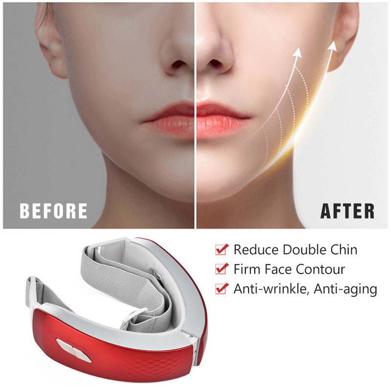 Facial Lifting V-Line Up Belt Professzionális LED fotonterápiás arc vékony vibrációs masszírozó készülék dupla állát csökkentő ajándékdoboz