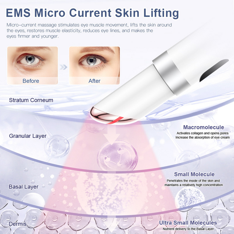 ANLAN EMS elektrinis akių masažuoklis Eye Skin Lift Anti Age Wrinkle Skin Care Tool Vibracija 45 ℃ Karštas masažas Relax Eyes Fototerapija