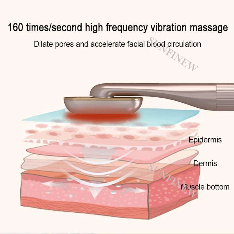 Továbbfejlesztett Red Light Warmth Therapeutic 4 az 1-ben szemmasszírozó Vibráló EMS mikroáram terápiás bőrápoló pálca 360°-ban forgass be Beauty