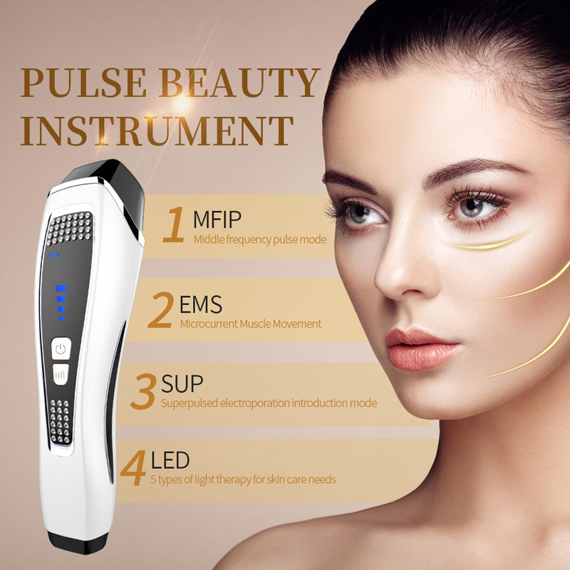 EMS Face Lifting Beauty Machine pulzáló terápiás készülék LED foton bőrfiatalító mikroáramú ránctalanító arcmasszírozó