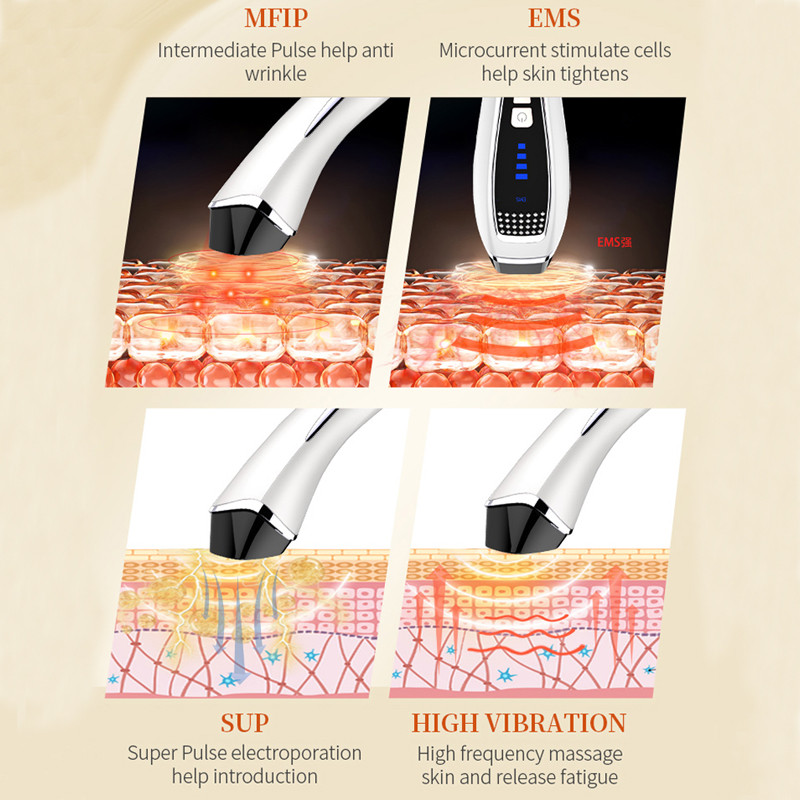 EMS Face Lifting Beauty Machine pulzáló terápiás készülék LED foton bőrfiatalító mikroáramú ránctalanító arcmasszírozó