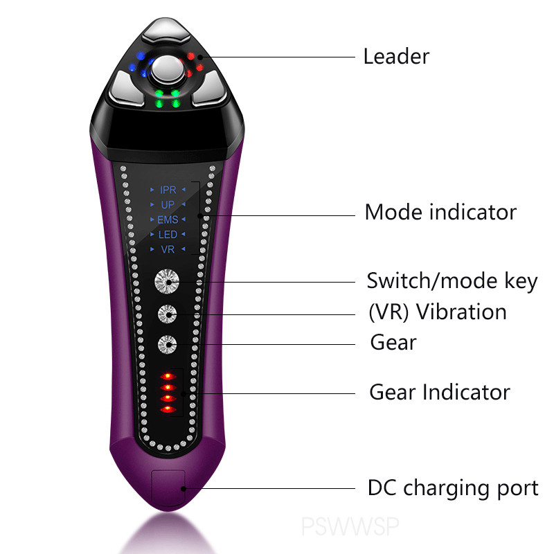 RF EMS Face Lifting Beauty Instrument Θεραπεία φωτονίων LED Εργαλείο αφαίρεσης ρυτίδων Συσκευή σύσφιξης δέρματος εισαγωγής μικρορεύματος ιόντων
