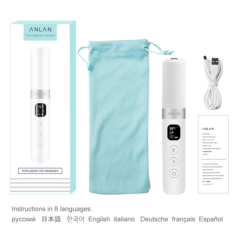 ANLAN elektrinis akių masažuoklis, vibruojantis anti-age akių raukšlių masažuoklis tamsių ratų šalinimas nešiojamas akių priežiūra termoterapinis masažas