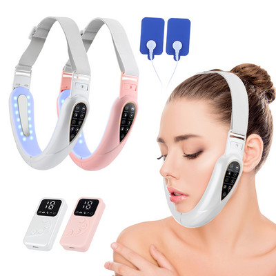 Dispozitiv de ridicare a feței cu microcurent EMS, terapie cu fotoni cu LED, masaj cu vibrații pentru slăbire, cu dispozitiv de înfrumusețare pentru masaj TENS Pulse
