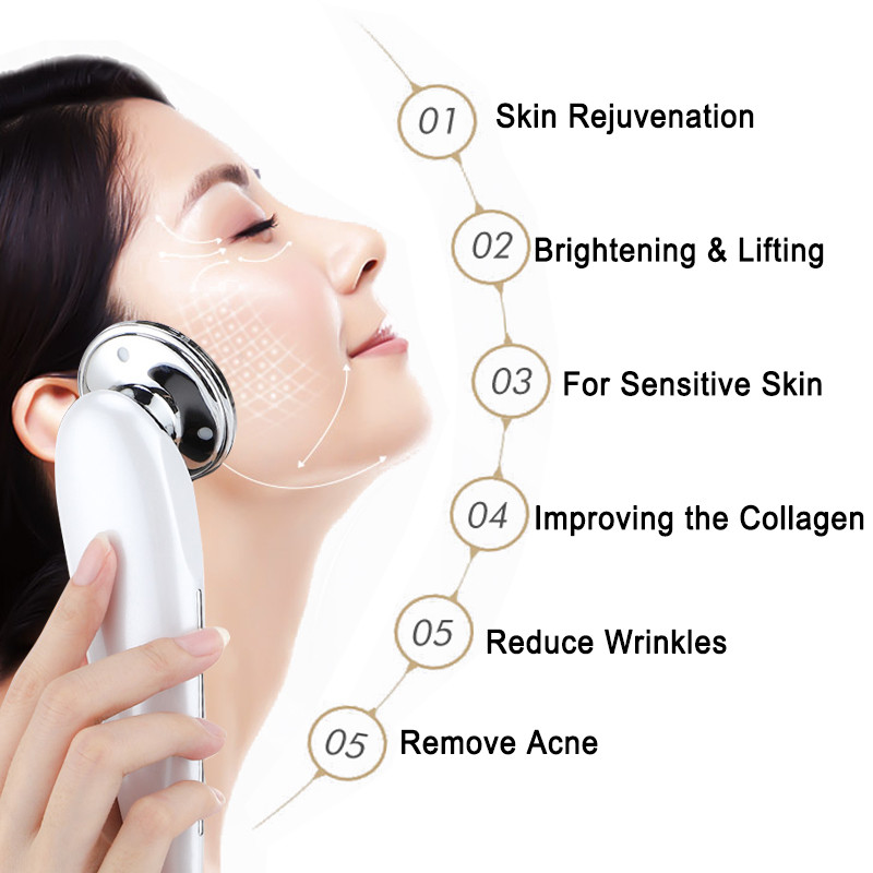 Ems Масажор за лице Звукова вибрация Лифтинг на лицето RF Машина за стягане на кожата Светлинна терапия против стареене Грижа за очите Грижа за очите Устройство за красота