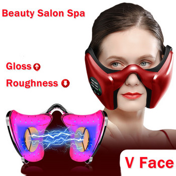 Интелигентен масажор за лице 6 режима Грижа за кожата на лицето EMS Червена синя светлина Инструмент за отслабване на лицето Вибратор V-образно лице Красота Здраве