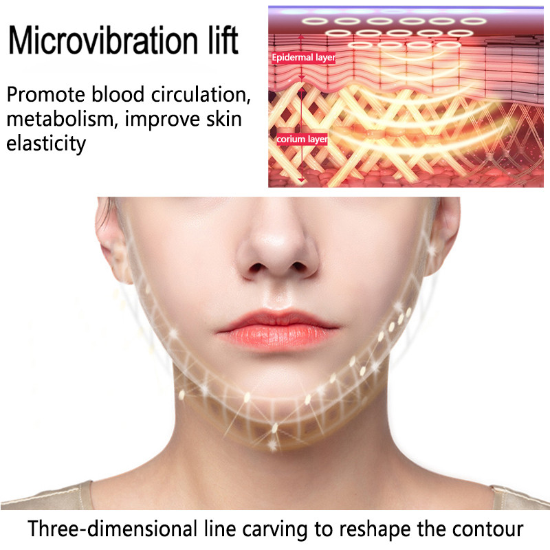 Dispozitiv de ridicare a feței Terapie cu LED-uri cu fotoni Masaj cu vibrații pentru slăbire facială Mașină de ridicare a obrajilor în formă de V pentru bărbia dublă Sănătate