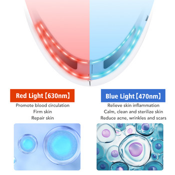 Устройство за повдигане на лице с микроток LED Photon Red Blue Light Therapy Масажор за лице Вибрационен отслабващ колан за повдигане на брадичката V-Line Up