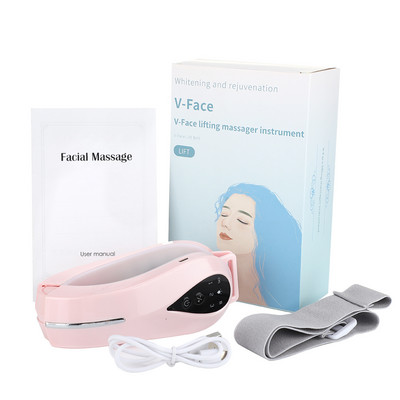 Dispozitiv de ridicare facială cu microcurent LED Photon Roșu Albastru Terapie cu lumină Masaj facial Vibrații Slăbire bărbie Cureaua de ridicare V-Line