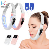 EMS Double Chin V Shape Lift Belt Facial Lifting Masszírozó Arc Karcsúsító Vibrációs Arc Emelő Készülék Távirányítóval Bőrápolás