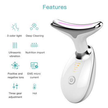 Face Beauty 3 Color LED Photon Therapy Skin Tighten Reduce Double Chin Anti Wrinkle Remove Neck Lifting Massager Skin Care Tools