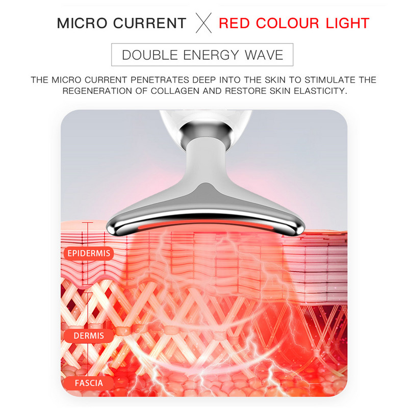 Face Beauty 3 boje LED Photon Therapy Skin Tighten Reduce Double Chin Anti Wrinkle Remove Neck Lifting Massager Alati za njegu kože