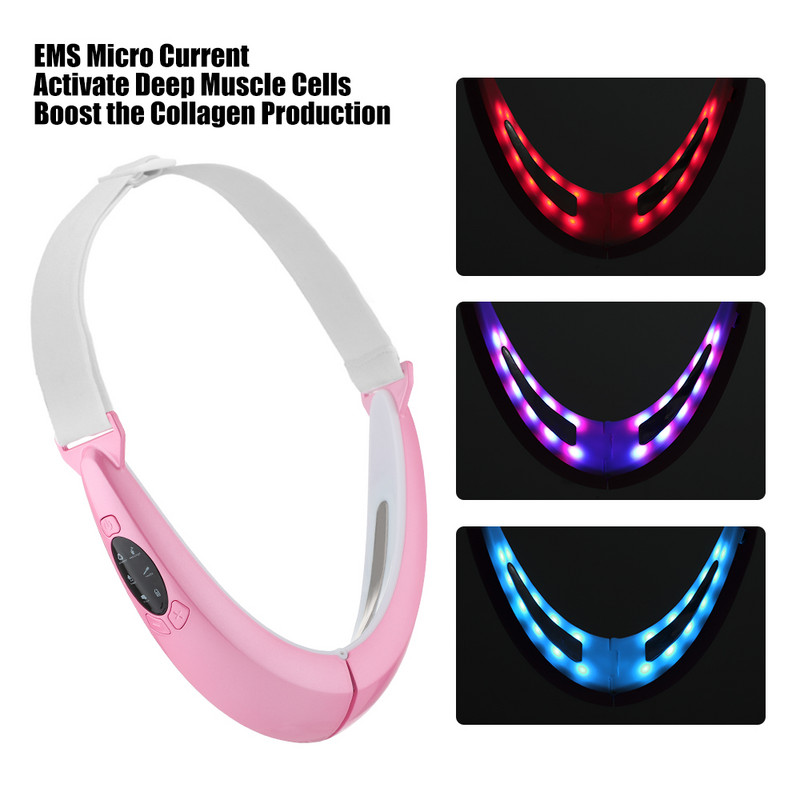 Električni mikrostrujni podizač lica V-oblika Lift Tighten Reduce Double Chin Masseter EMS Vibracijski masažer za mršavljenje lica