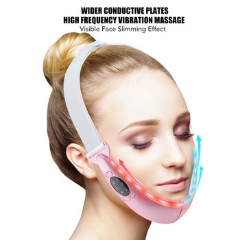1/3PCS EMS Microcurrent Vibration Slimming Facial Massager Red Blue Light Firm Skin Reduce Double Chin V-Line Lift Up Belt