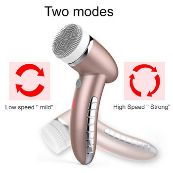 4In1 Wash Facial Cleansing Brush Sonic Vibration Face Cleaner Дълбоко почистващ масаж със замяна на 4 глави Уред за почистване на лице