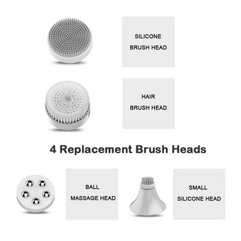 4In1 Wash Facial Cleansing Brush Sonic Vibration Face Cleaner Дълбоко почистващ масаж със замяна на 4 глави Уред за почистване на лице