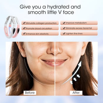 Устройство за повдигане на лицето LED фотонна терапия Вибрационен масажор за отслабване на лице TENS Микроток с двойна брадичка V-Line Колан за повдигане на лицето
