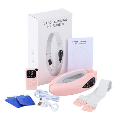 Näo tõstmise seade LED-fotonteraapia Näo salendav vibratsioonimasseerija TENS Microcurrent Double Chin V-Line Face Lift Belt