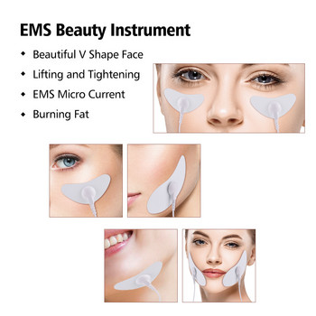 EMS Electric Face Massage Slimming Facial Vibrator Ηλεκτρονική μυϊκή διέγερση με 4 τμχ αυτοκόλλητο προσώπου ηλεκτροδίου Εργαλείο ομορφιάς