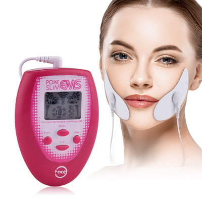 EMS Electric Face Massage Slimming Facial Vibrator Ηλεκτρονική μυϊκή διέγερση με 4 τμχ αυτοκόλλητο προσώπου ηλεκτροδίου Εργαλείο ομορφιάς