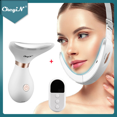 CkeyiN EMS V Face Simming Belt Chin Cheek Lifting Masszírozó LED Photon Ránctalanító Anti Age Dupla áll Eltávolítás Nyak Karcsúbb