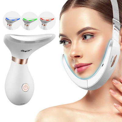 CkeyiN EMS V Face Simming Belt Chin Cheek Lifting Masszírozó LED Photon Ránctalanító Anti Age Dupla áll Eltávolítás Nyak Karcsúbb