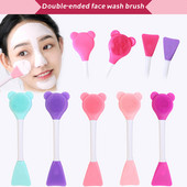 5 Colors Bear Duplafejű szilikon gél maszk ecset Beauty Mud Mask Arclemosó ecset DIY Mask Keverő arcbőrápoló eszköz