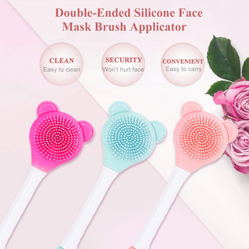 5 Χρώματα Bear Double Head Silicone Gel Mask Brush Beauty Mud Mask Face Wash Brush DIY Mask Stirrer Εργαλείο περιποίησης δέρματος προσώπου