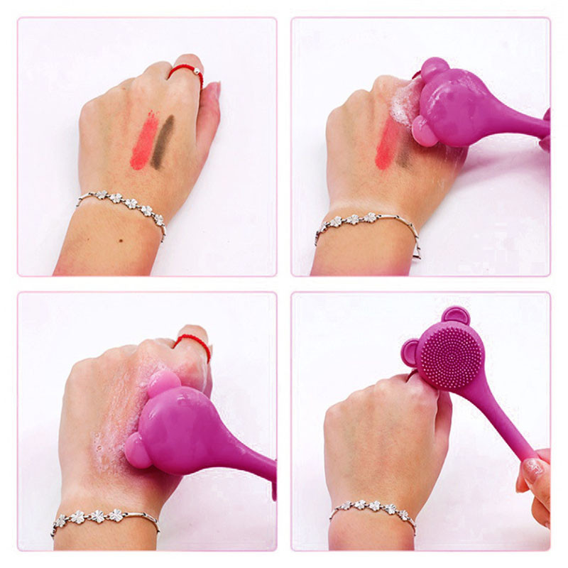5 Colors Bear Duplafejű szilikon gél maszk ecset Beauty Mud Mask Arclemosó ecset DIY Mask Keverő arcbőrápoló eszköz