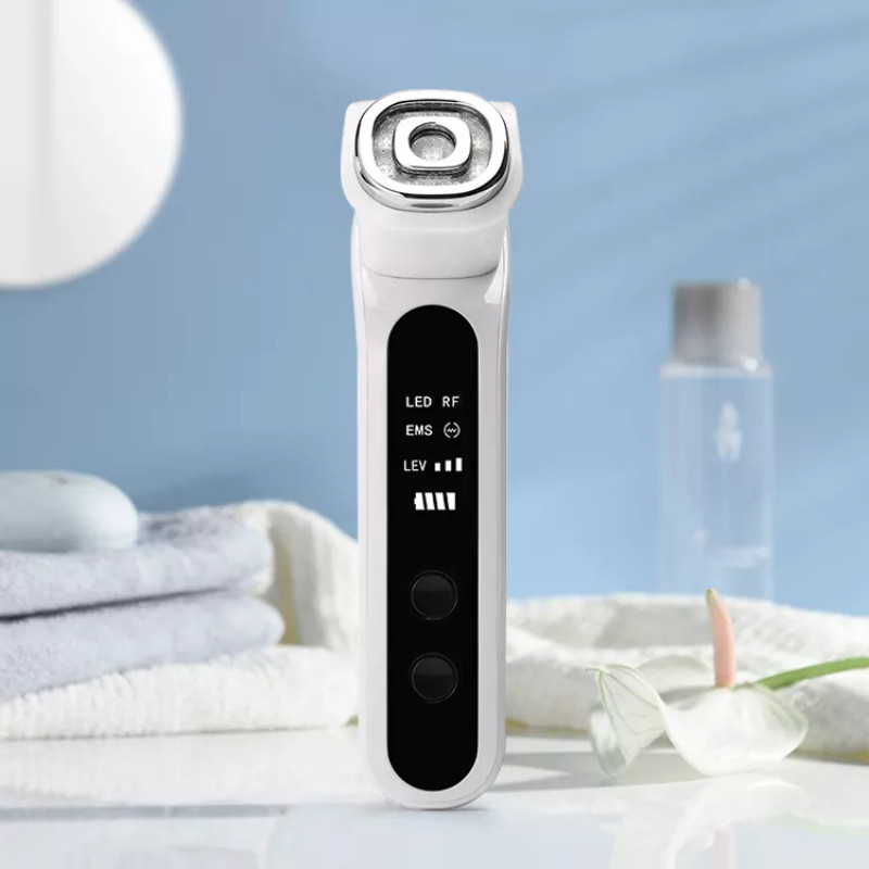 RF/EMS/LED veido pakėlimo masažuoklis, vibruojantis HIFU terapinis veido grožio prietaisas namuose nuo senėjimo balinimo