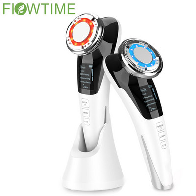 Aparat de masaj facial 4 în 1, cald și rece EMS, cu ioni, terapie cu LED, terapie cu lumină, dispozitiv de îndepărtare a întineririi pielii, dispozitiv de ridicare a ridurilor