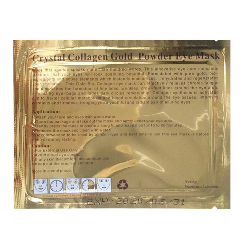 2 kom Gold Crystal kolagen maska za oči flasteri za uklanjanje podočnjaka za njegu lica