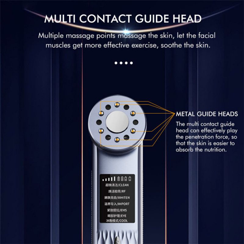 7 az 1-ben otthoni használatra Bőrápoló gép Ránctalanító Ultrahangos Facial Lift Hot Cold Masszázs EMS RF Red Light Face Beauty Device