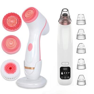 3 az 1-ben elektromos arctisztító arclemosó kefe Akne mitesszer eltávolító Mélytisztító újratölthető Beauty Machine bőrápoló
